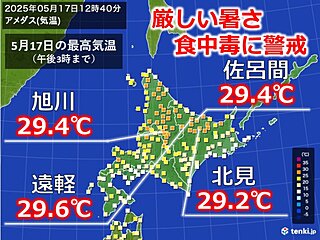 北海道オホーツク海側では食中毒警報発令中　明後日19日まで暑さによる食中毒に注意