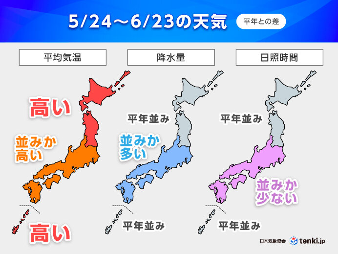 週末からは関東～九州北部も「梅雨のはしり」に　この先気温の変動大きい　1か月予報