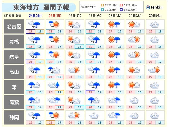 東海は24日午後は広く雨　25日にかけて警報級の大雨の恐れ　落雷や突風にも注意