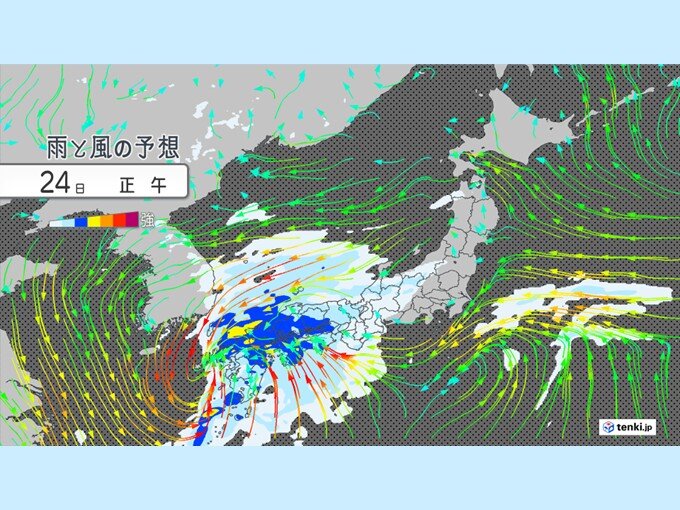 今日24日は西日本で警報級の大雨　明日25日は東～北日本に大雨の範囲が広がる