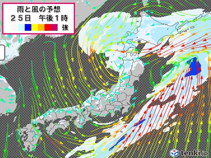 25日(日)の天気　北日本は断続的に雨　関東はにわか雨の可能性も