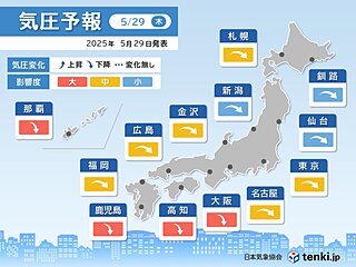 今日29日は気圧が低下　沖縄や九州から近畿は影響度「大」の所も　頭痛など注意