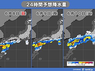 明日8日から梅雨入りラッシュへ　梅雨前線が活発となり梅雨入り早々警報級大雨の恐れ