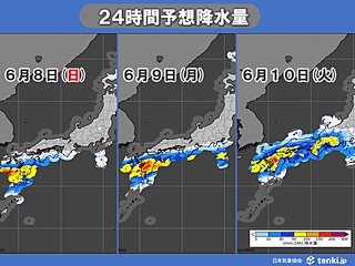 週明けは続々と梅雨入りへ　明日8日は九州で激しい雨　10日にかけて大雨災害に警戒