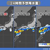 週明けは続々と梅雨入りへ　明日8日は九州で激しい雨　10日にかけて大雨災害に警戒