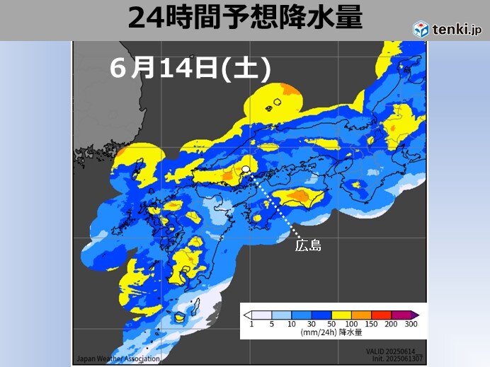 週末14日～15日は中国地方で大雨に警戒を　熱帯由来の空気に覆われて蒸し暑さ増す