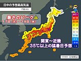 明日16日から猛暑に警戒　17日～18日が暑さピーク　東京都心も35℃予想
