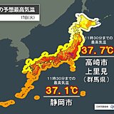 午前から体温超えの暑さ　群馬県や静岡県で37℃台　東京都内も猛暑　熱中症に警戒