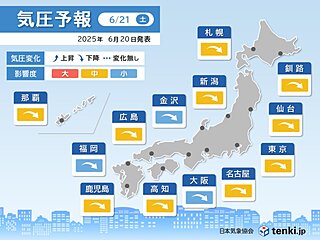 22日～雨のエリア広がる　関東や北日本は頭痛など体調変化に注意　気圧アップダウン