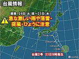 関東甲信は24日は激しい雨や雷雨　27日頃まで梅雨空が続く　台風2号接近のおそれ