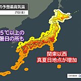 今日27日の最高気温　関東以西は広く30℃超　35℃前後の所も　熱中症対策万全に