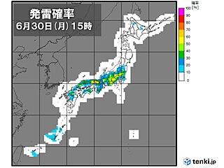 30日　九州から関東は猛暑とにわか雨に注意　東北や北海道の日本海側は昼頃まで雨