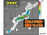 1日　関東甲信～東海など　滝のような雨・ひょうも　天気急変と熱中症に注意・警戒
