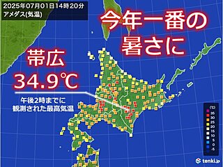 6月の道内は記録的な気温の高さに　この先も内陸を中心に蒸し暑い日が多い