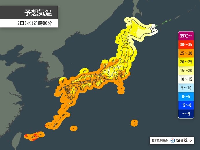 夜間も蒸し暑い