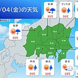 関東甲信　今日4日も体にこたえる暑さ　午後は天気急変に注意　局地的に滝のような雨