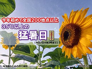 【速報】今年初　35℃以上の猛暑日が全国200地点を超える　熱中症に厳重警戒を