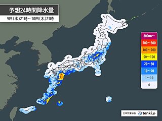 明日10日の関東甲信・東北は高確率で警報級の大雨の恐れ