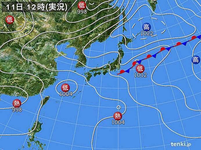 今日11日　北海道の太平洋側～関東は涼しい空気に包まれる