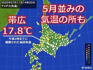 12日13日の週末　北海道は気温が急上昇　暑さは14日以降も続く