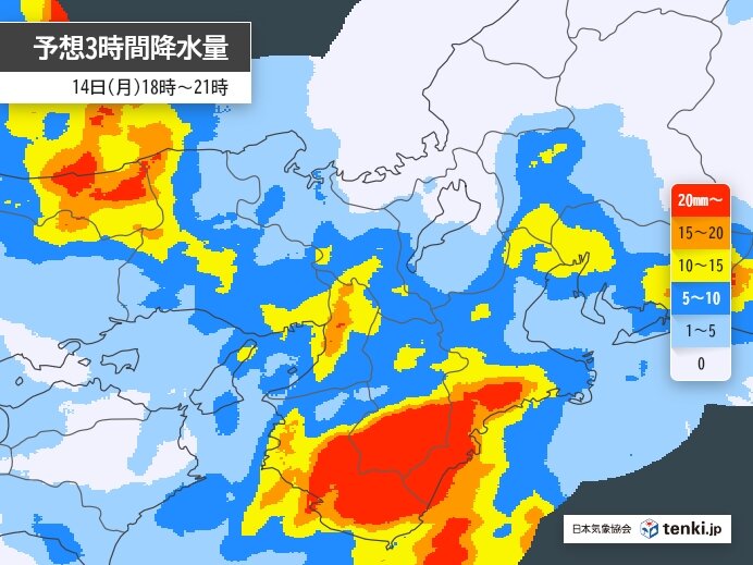 明日14日と15日は警報級の大雨になる所も　その後も17日まで雨　近畿の週間天気