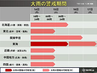 台風通過後が危険　東海は線状降水帯で災害級大雨も　各地の警戒期間まとめ