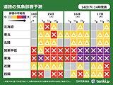 道路影響予測　関東甲信～東海はリスク「大」で影響長期化　大雨の影響が広範囲に