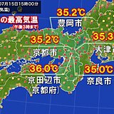 今日15日の近畿は猛烈な暑さ戻る　3連休以降は晴れて気温上昇　熱中症に十分注意