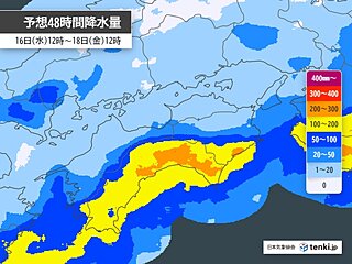 明日17日は高知県でも再び警報級の大雨のおそれ