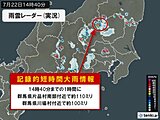 群馬県で相次いで「記録的短時間大雨情報」　1時間に約110ミリの猛烈な雨