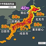 明日24日は帯広で40℃予想　北海道は暑さのピークに　体温超えの危険な暑さ続く