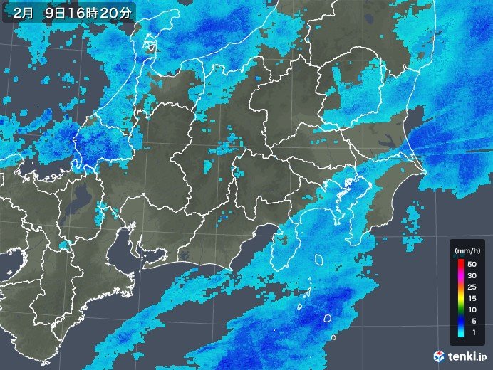 関東　南部に再び雪雲かかる