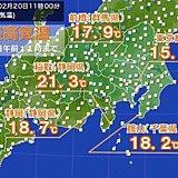 関東・東海　気温急上昇　既に20度超えも