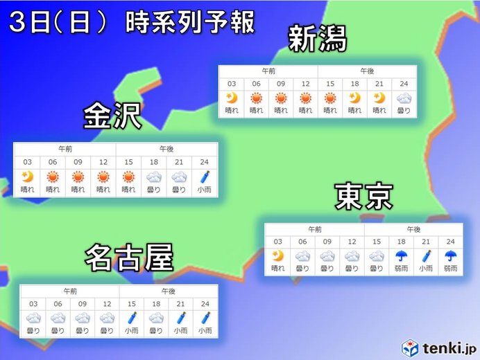 東日本　太平洋側を中心に雨