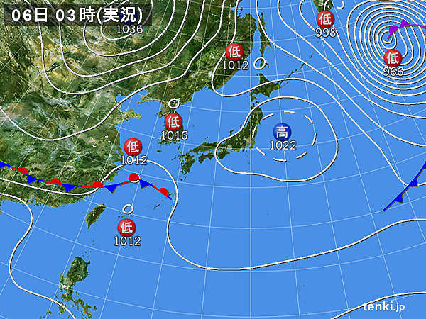 6日　広い範囲で雨に　雪が降る所も