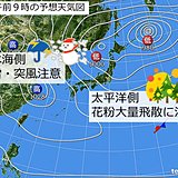 水曜　日本海側で雷・突風注意　太平洋側は花粉注意