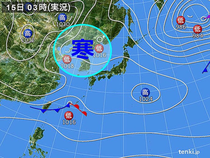 15日　広く不安定　晴れていても急な雨や雷雨に注意