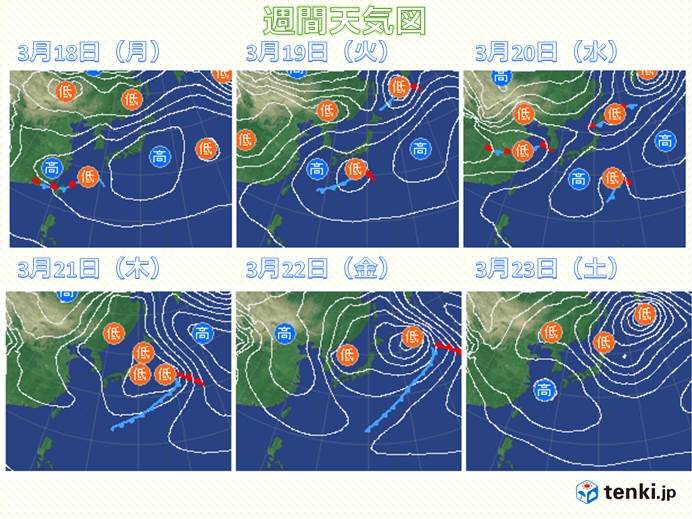 低気圧が次々と接近