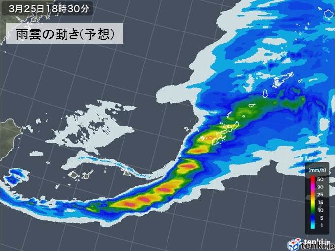 本島も夜は激しい雨に注意