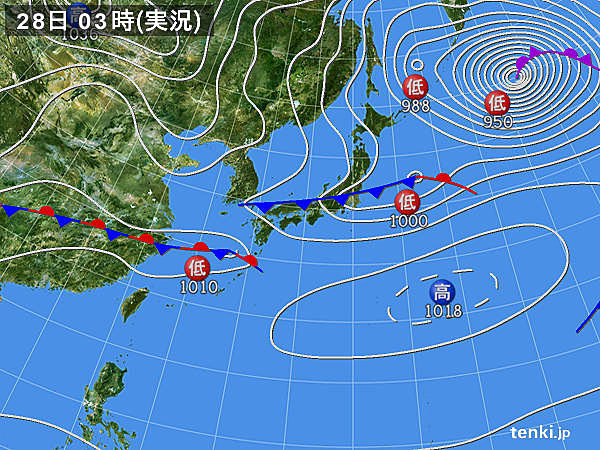 28日　広く花曇り　関東や近畿で雨も　北は雪