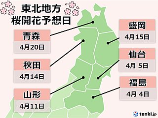 桜前線みちのく入り　でも週末は震える寒さ