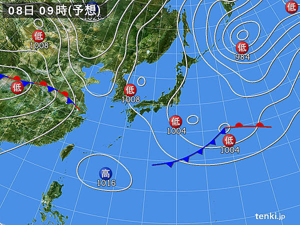 8日(月)　関東付近で大気の状態不安定