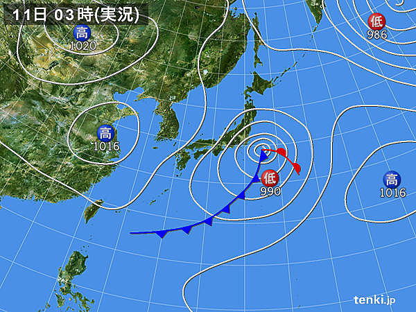 11日の天気　冷たい北風　強風に注意