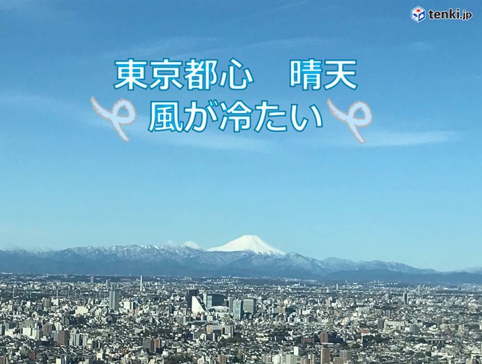東京都心　冷たい北風が続く