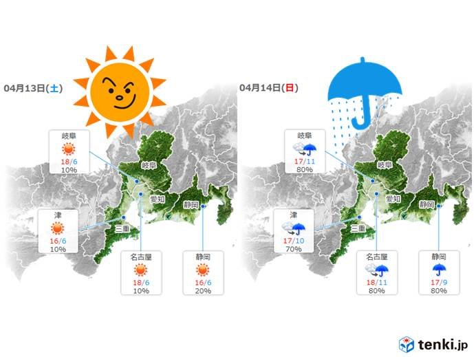東海 週末のお出かけは 13日がオススメ 日直予報士 19年04月12日 日本気象協会 Tenki Jp