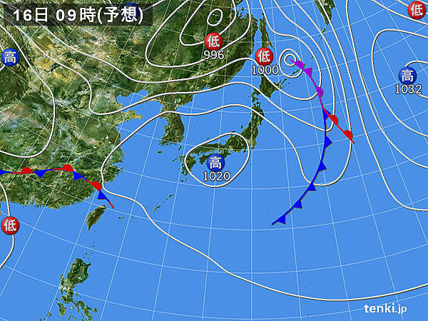 16日(火)にかけて黄砂飛来か