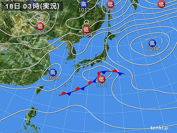 18日　関東や東北は冷たい雨