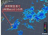 沖縄　波照間空港で1時間に68ミリの非常に激しい雨