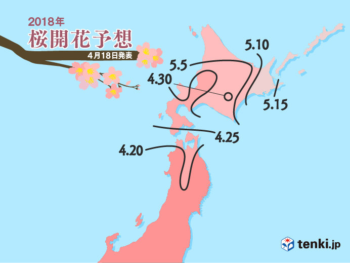 桜前線　急加速で北上　日本気象協会発表