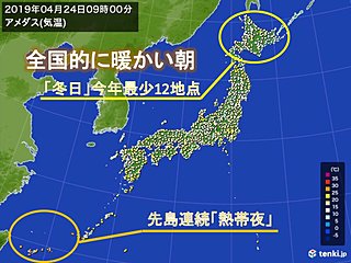 暖かい朝 夏のように暑い所も